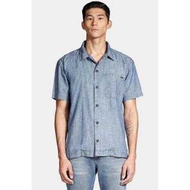 Imagem de Camisa Aramis Manga Curta Regular Jeans em Liocel Azul Jeans-Masculino