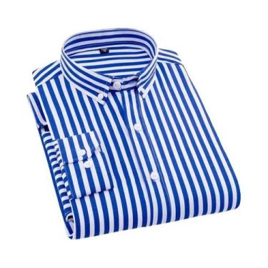 Imagem de Camisa Social Masculina De Manga Longa Antirrugas Listrada Xadrez Para