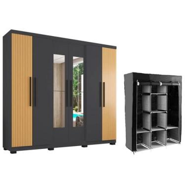 Imagem de Guarda-roupa Casal com Espelho 6 Portas Araplac  - Braga + Guarda-roup