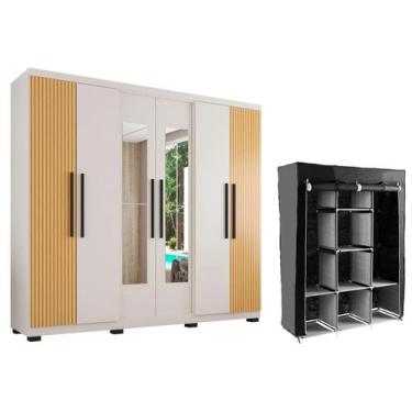 Imagem de Guarda-roupa Casal com Espelho 6 Portas Araplac - Braga + Guarda-roupa