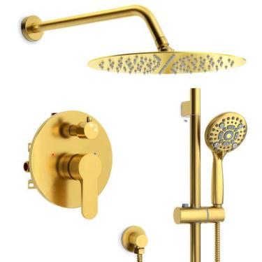 Imagem de Sistema de chuveiro SR SUN RISE Brushed Gold com ponteiro de 6 funções