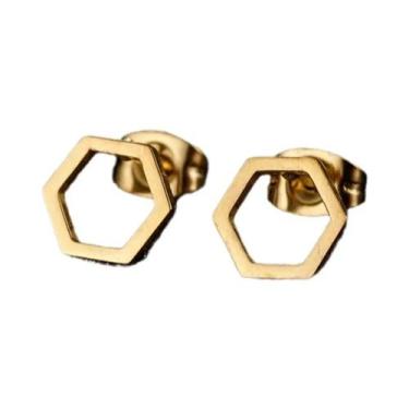 Imagem de Brincos Minimalistas De Aço Inoxidável Em Forma De Coração E Estrela P