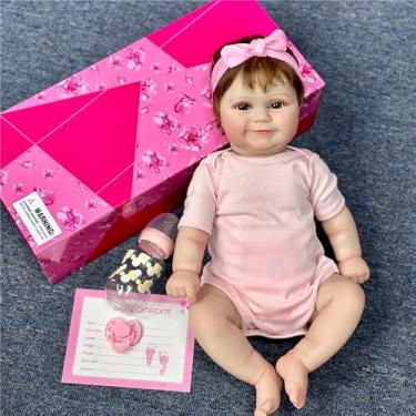 Imagem de QIYANER Bebe Reborn Realista Recem Nascido,Olhos Abertos Reborn Silicone Realista Menina - Roupas Rosa/Roupas Amarelas Lavável 50cm Bebe Reborn Menina Embalado Em Caixa De Presente,Roupas amarelas