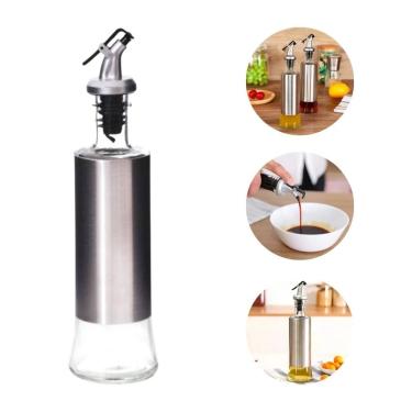 Imagem de Galheteiro Azeite Vinagre Shoyu 300ml Vidro Aço Inox Dosador
