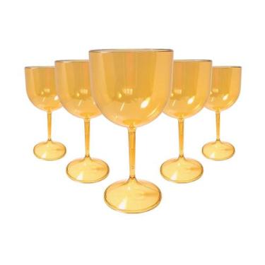 Imagem de Kit 6 Taças de Gin Acrílico Cristal Colorido 450ml p/ Festas Eventos A