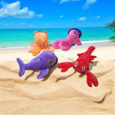 Imagem de Kit com 4 Pelúcias Fundo Do Mar Peixes Diversos Animais Marinho MayLon