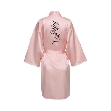 Imagem de Roupão De Seda Satinado Curto Para Mulheres, Estampa Sexy, Roupão De B