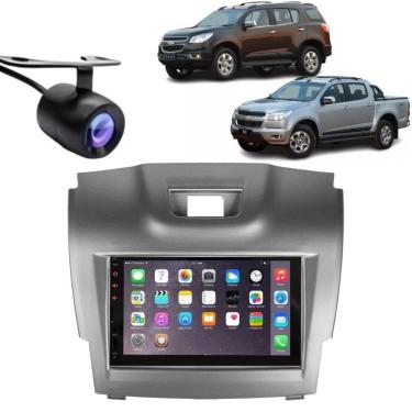 Imagem de Central Multimídia Automotiva 2 Din MP5 Player 7 Polegadas USB Bluetooth com Câmera de Ré e Moldura Grafite para GM S10