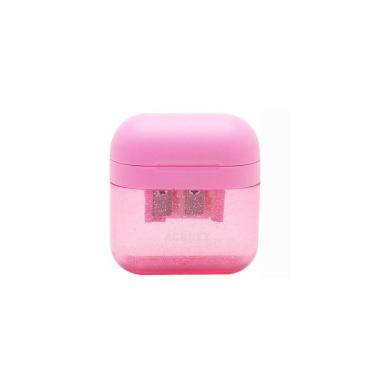 Imagem de Apontador Duplo com Depósito Acrilex Rosa com Dois Furos para Lápis Padrão e Jumbo