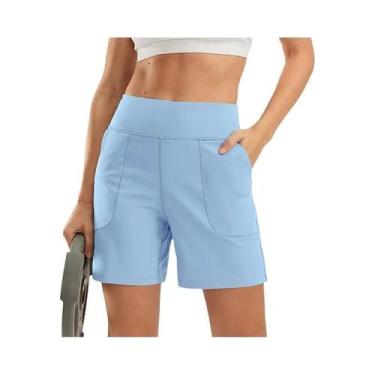 Imagem de Shorts Esportivos Sem Costura De Cintura Alta Para Mulheres, Elásticos