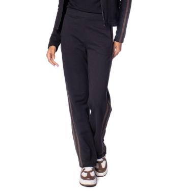 Imagem de Calça Feminina Olho Fatal Moletom Reta Listras Preto/marrom-Feminino