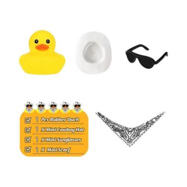 Imagem de Pato De Borracha Cowboy Com Óculos De Sol Para Carro, Enfeite De Paine