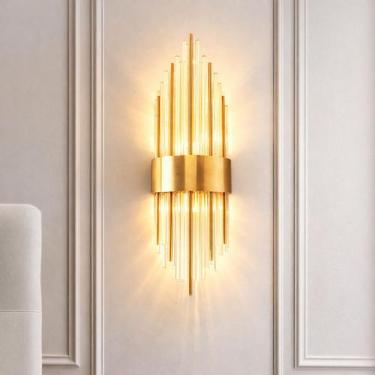 Imagem de Arandela Dourada Vidro Cristal Grande Sala De Estar Bet32 - Acienda