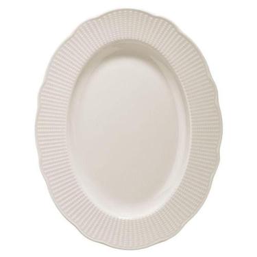 Imagem de Prato Raso Oval Em Porcelana Perle Branco 28cm - L'Hermitage