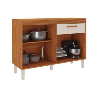 Imagem de Balcão Itatiaia Canela 120 cm 2 Portas e 1 Gaveta Cinamomo  Off-White