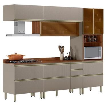Imagem de Cozinha Modulada Proença 5 peças Nogueira Nude Prime TX - Demartez - D