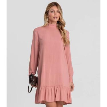 Imagem de Vestido Curto Feminino Gola Dupla Dianna Rosa, GG, Rosa