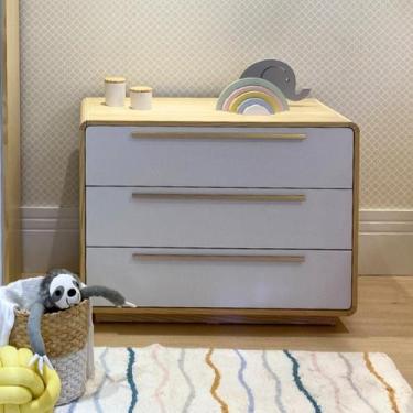 Imagem de Cômoda Infantil 3 Gavetas Wave Branco/Nature - Divicar Móveis