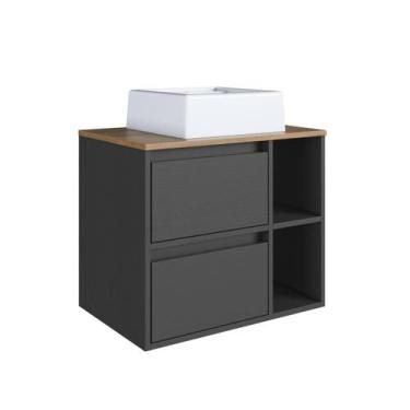 Imagem de Gabinete de Banheiro Suspenso 60cm com 2 Nichos 1 Porta Basculante e 1