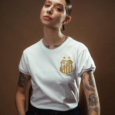 Imagem de Camisa Santos Pelé Retrô Mil Gols Edição Limitada Branco Feminina-Feminino