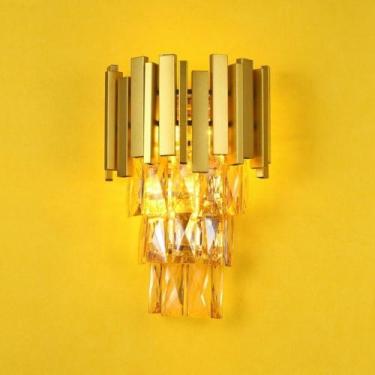 Imagem de Arandela Pequena Dourado Cristais Alta Decoração - LUXdécor
