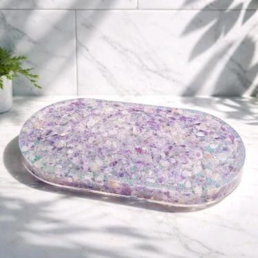 Imagem de Bandeja de Luxo Holográfica com Cristais de Ametista - Coleção Precios