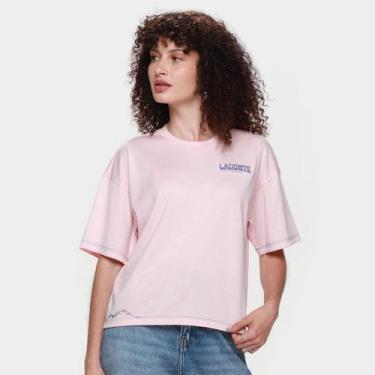 Imagem de Camiseta Lacoste Casual Feminina, Rosa claro, M