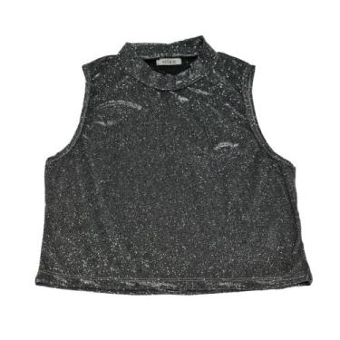 Imagem de Cropped Mica Gola Alta Glitter, Preto, P