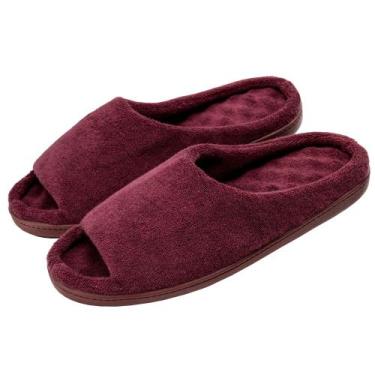 Imagem de Pantufa Aberta Anatômica Elegance em Atoalhado - Bordô - 41/42 - Puff,