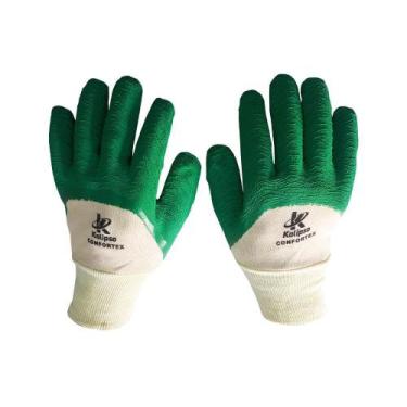 Imagem de Luva de Algodão com Látex nos Dedos e na Palma Kalipso Confortex Verde