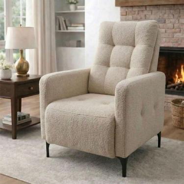 Imagem de Poltrona Reclinavel Fit 1 Estagio Compacta Boucle Natural Chenile Prime Bege Confortavel Matrix