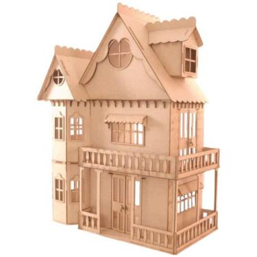 Imagem de Casinha Casa Boneca Grande 120 cm altura MDF EMILY Natural - Darama