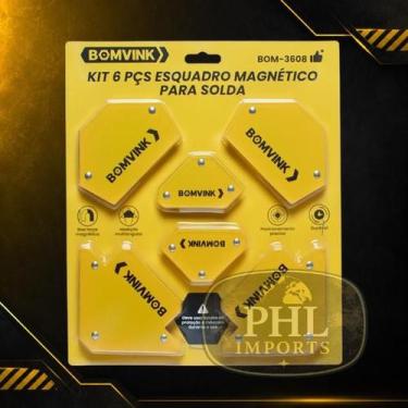 Imagem de Kit 6 Esquadro Magnético Bomvink Profissional Para Soldador