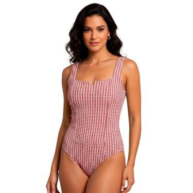 Imagem de Maiô Body Feminino Modelador Chapa Barriga Texturizado Asa Delta Forra