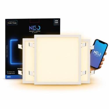 Imagem de Kit 3 Painel LED Smart Wi-Fi 24W Bivolt Quadrado Dimerizável 2700-6500