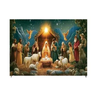 Imagem de Tapeçaria Religiosa Cena Da Natividade Noite Estrelada Decoração De Pa
