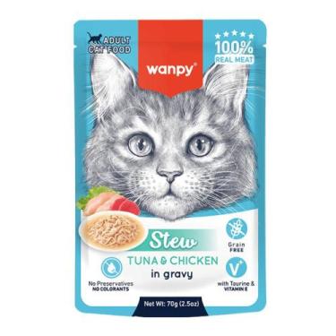 Imagem de Sachê Wanpy para Gatos Ensopado de Atum e Frango 70g