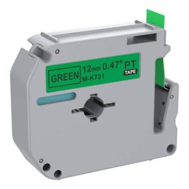 Imagem de Fita para Rotulador Eletrônico MK731 com Impressão em Preto e Fundo Verde 12MMx8M Masterprint