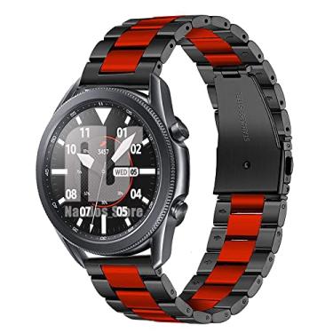 Imagem de Pulseira Sport Nandos-Store compatíveis com Samsung Galaxy Watch 3/4-41mm ou 45mm - (45mm - Preto com vermelho 3 elos)