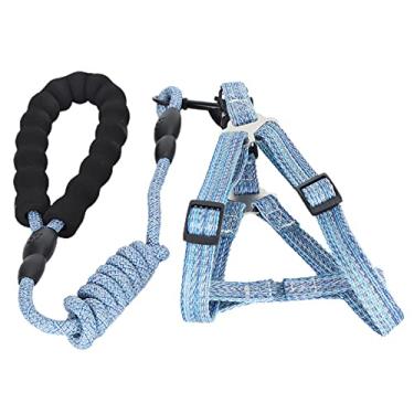 Imagem de 01 02 015 Peitoral para animais de estimação, design de colete azul antiperda ajustável com guia para cães (M (adequado para 8-15 kg))