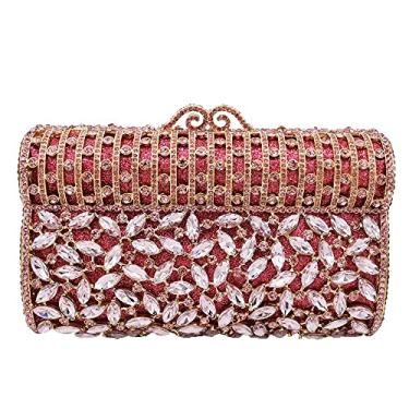 Imagem de Boutique De FGG Bolsas clutch de strass cintilantes para mulheres, bolsas formais à noite, bolsas de mão de cristal para casamento, mini, rosa, Small