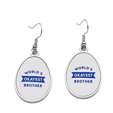 Imagem de Brinco World's Okayest Brother – Brincos pendentes para meninas – Presente de festa de aniversário dos namorados, Metal, Sem pedras preciosas