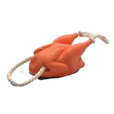 Imagem de Frango De Borracha Com Corda Brinquedo Para Pet 24 Cm