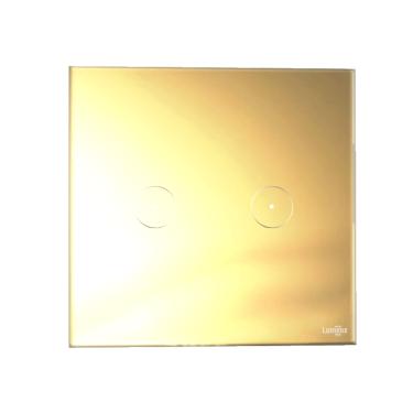 Imagem de Interruptor Touch Tok Glass 2 Botões Dourado 4X4 Lumenx