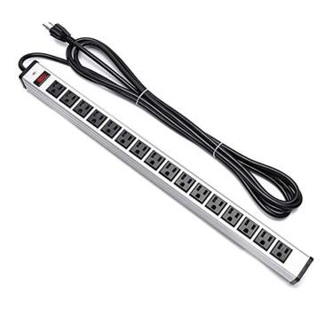 Imagem de Protetor de surto Tira de energia 16-Outlet ETL Certificado Heavy Duty Metal Power Socket com Disjuntor e Cabo Longo de 15 FT