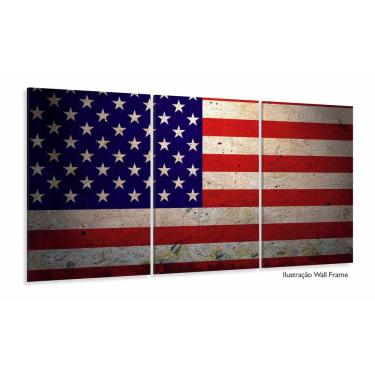 Imagem de Quadro Bandeira dos Estados Unidos Vintage Mosaico 3 peças 1