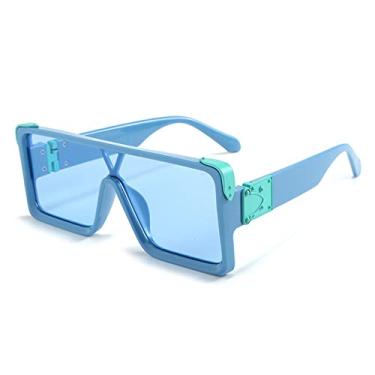 Imagem de Óculos de sol quadrados de grandes dimensões designer masculino feminino tendência moda conjunto verde azul óculos sombra, azul azul, como a imagem