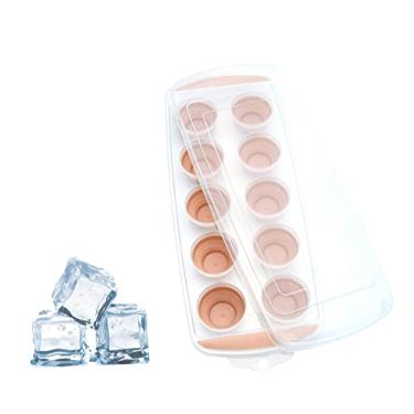 Imagem de Bandeja de cubo de gelo molde de bandeja de gelo com grande capacidade acessórios de barra de cozinha redonda retrátil DIY ferramenta de chocolate de sorvete adequado para coquetéis, vinho, molde de cubo de gelo de champanhe (cor: rosa)