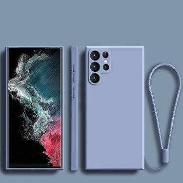 Imagem de Capa de telefone com alça de pulso de silicone líquido para Samsung S22 Ultra S21 Plus S20 FE Note 20 10 Pro S10 Lite S9 S8 Capa macia, cinza, para S20 Ultra