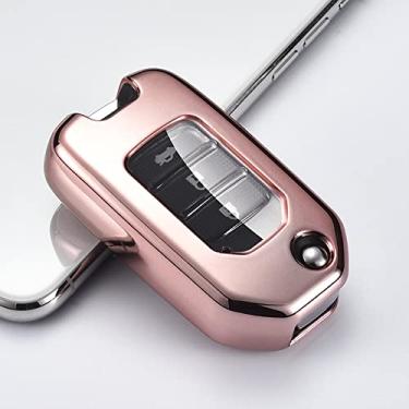 Imagem de CSHU Remoto Car Key Case Cover Chaveiro Ring Key Bag, apto para Honda Civic CR-V HR-V Accord Jade Crider Odyssey 2015-2018, Rosa